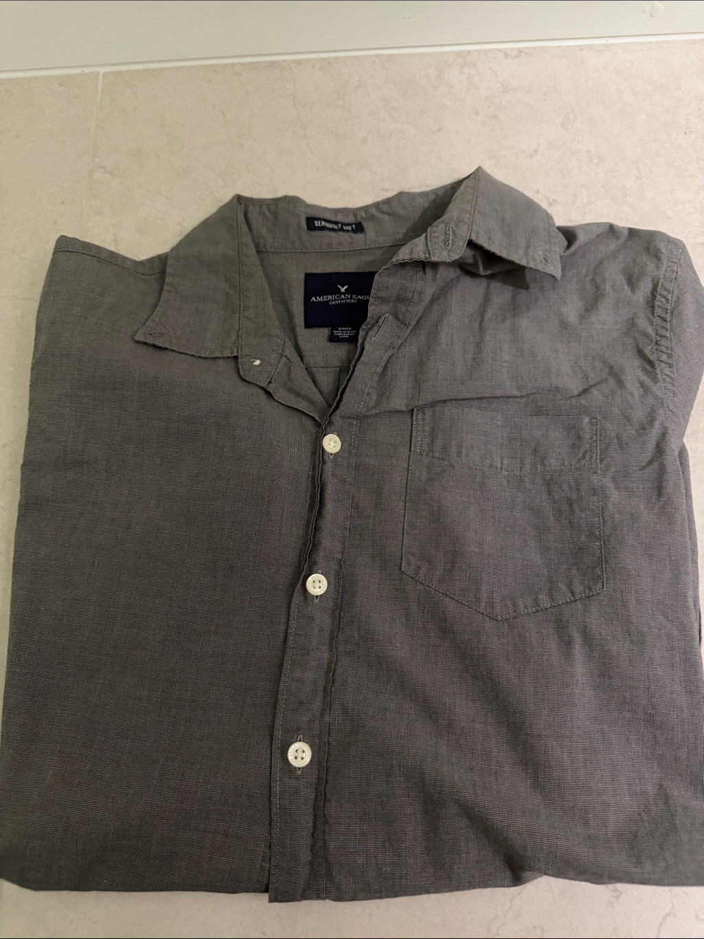 American Eagle Outfitters Men’s Charcoal Gray Casual Button-Down Shirt